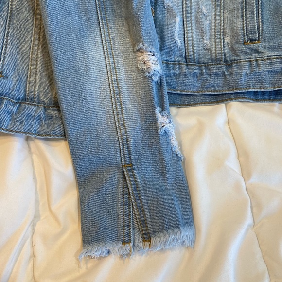 Distress Denim Womens Jacket Natures Denim Pink Lilly Size L - Picture 7 of 11